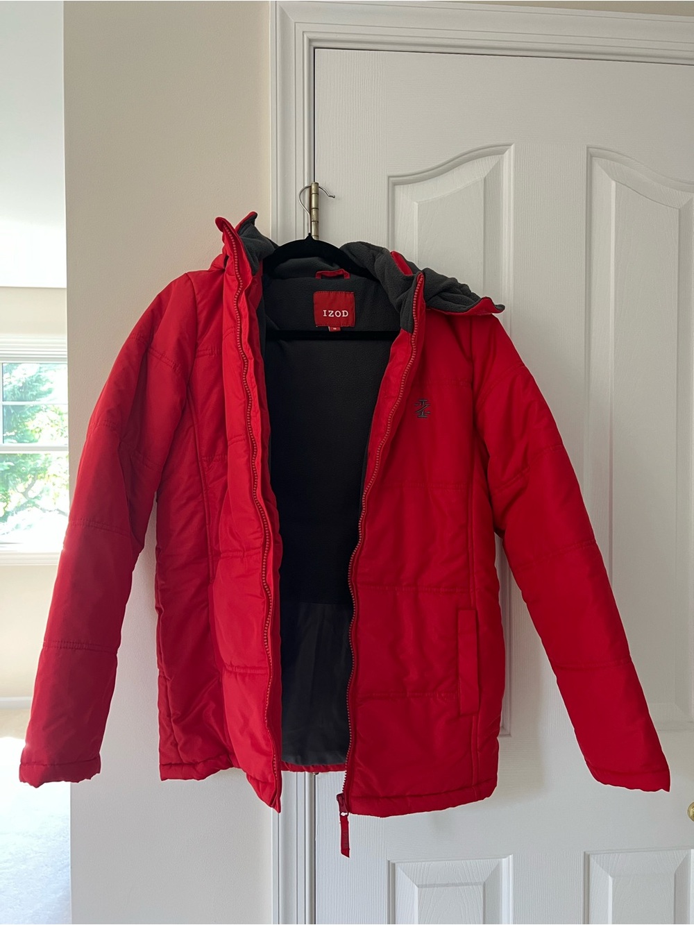 Izod Red Kids' Puffer Jacket with Hood Size 18